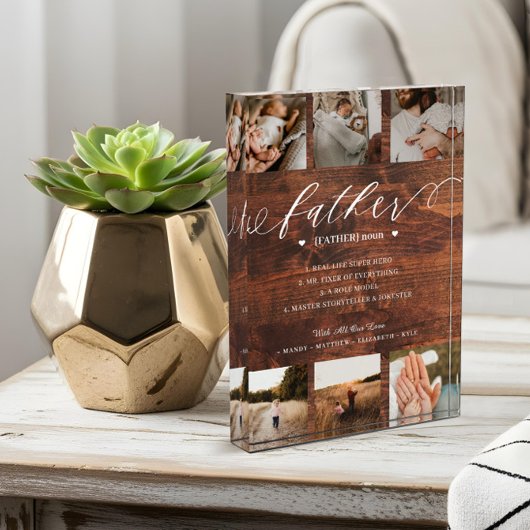 Father Dictionary Definition Photo Collage Wood Fotoblokken