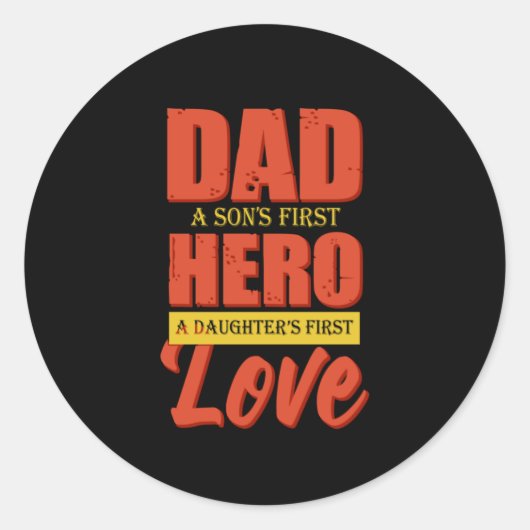 Father Gift | Dad Hero Love Ronde Sticker (Voorkant)