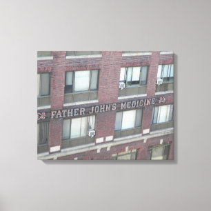 FATHER JOHN'S APOTHEEK GEBOUW OMWRAPT CANVAS AFDRUK
