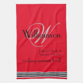 Father Of Bride Gift Monogram Name Rustic Chic Red Theedoek (Verticaal)