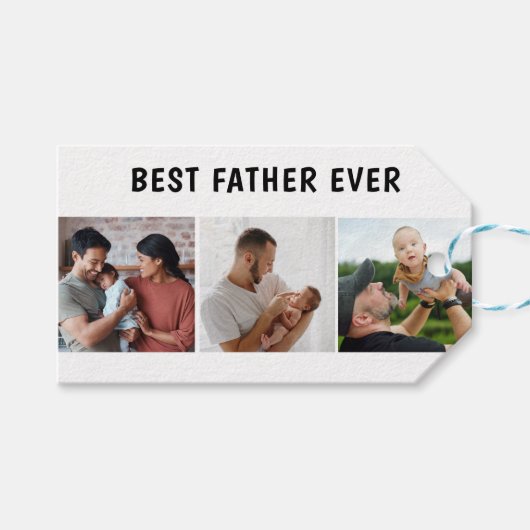 Father Photo Collage Custom Giant Cadeaulabel (Voorkant (Horizontaal))