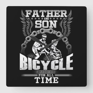 Father Son Bicycle Vierkante Klok