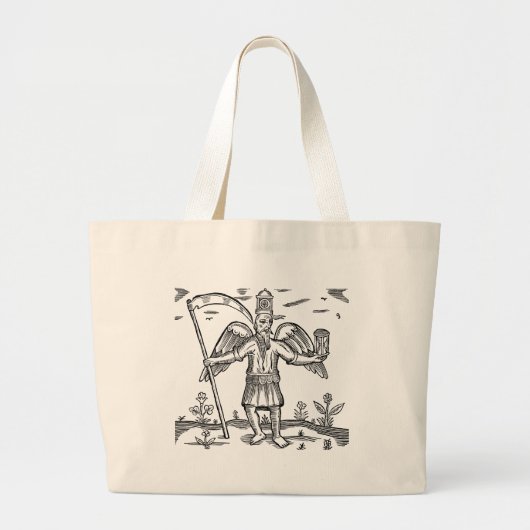 Father Time met Scythe en Hourglass Grote Tote Bag (Voorkant)