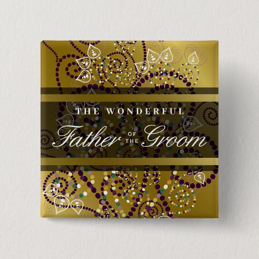 FATHER VAN DE GROOM Boho Spirals Wedding Button (Voorkant)