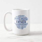 Father Word Cloud Coffee Mok in de kleuren blauw (Links)