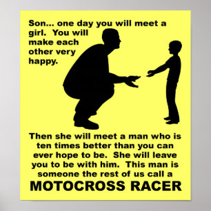 Fatherly Advice Motocross Dirt Bike Funny Sign Poster