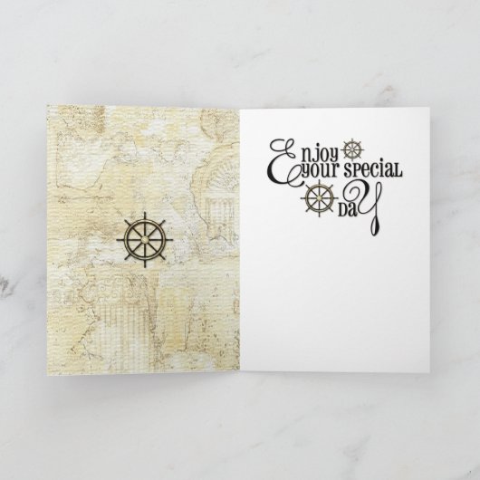 Fathers Day - ADD YOUR PHOTO - Captains Wheel Kaart (Binnen)