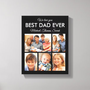 Fathers Day Best Dad ever Trendy Photo Collage Canvas Afdruk