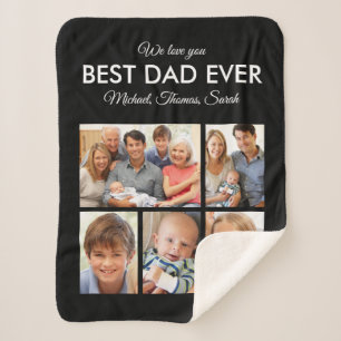 Fathers Day Best Dad ever Trendy Photo Collage Sherpa Deken