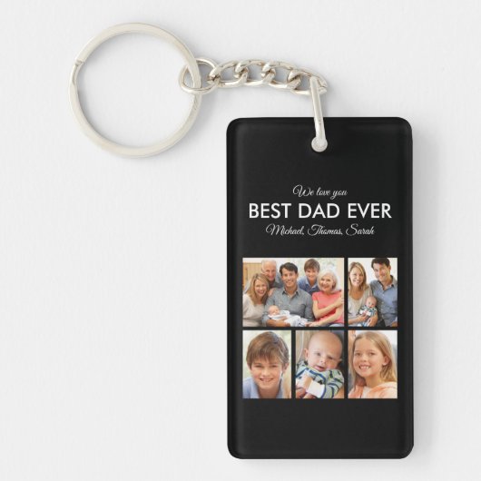 Fathers Day Best Dad ever Trendy Photo Collage Sleutelhanger (Voorkant)