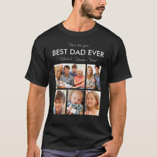 Fathers Day Best Dad ever Trendy Photo Collage T-shirt