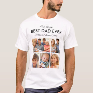 Fathers Day Best Dad ever Trendy Photo Collage T-shirt