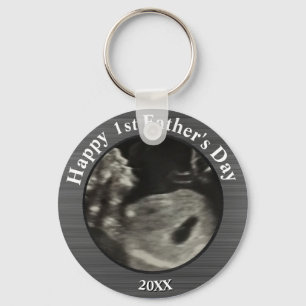 Fathers Day Black en White Photo Sonogram Sleutelhanger