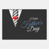 Fathers Day Black Gray Elegant Typography Heart Inpakpapier Vel (Voorkant)