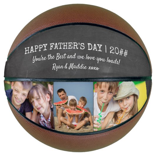 Fathers Day Chalkboard 3 Fotonamen en Jaar Basketbal (Voorkant)