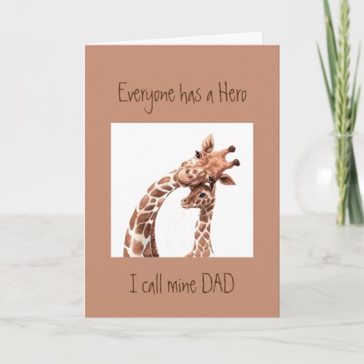 Father's Day Custom Dad my Hero Giraffe Animal Fun Kaart (Voorkant)