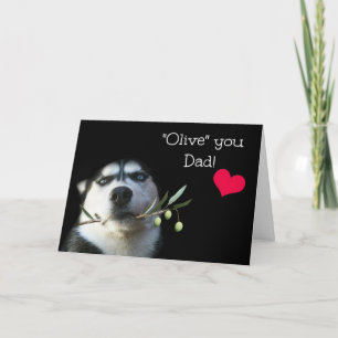 Fathers Day Cute en Funny Siberian Husky Card Kaart