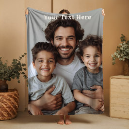 Fathers Day Fleece Blanket Custom Photo Text Gifts