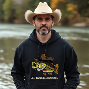 Fathers Day Funny Fish Dragen van een Cowboy Pet Hoodie