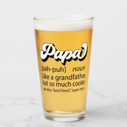 Fathers Day Gift, Retro Papa, Papa Definition Glas (Voorkant gevuld)