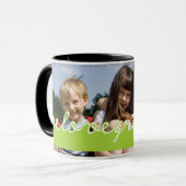 Fathers Day Love Opa Foto Green Text Design Mok (Voorkant links)