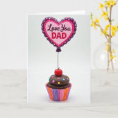 Fathers Day Love You Dad Cupcake Card Kaart (Gele Bloem)