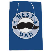 Fathers Day Mustache Best Dad Medium Cadeauzakje (Voorkant)