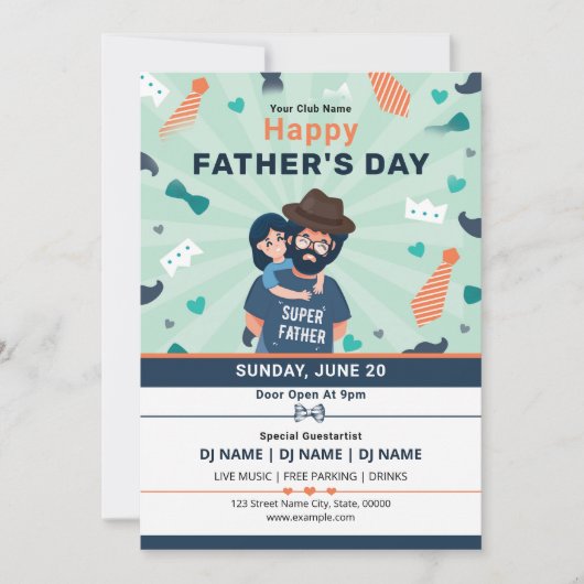 Father's Day Party Flyer Template Kaart (Voorkant)