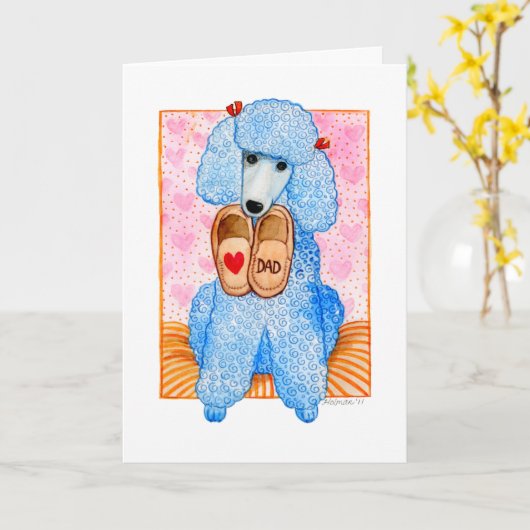 Father's Day Poodle Pampering Kaart (Gele Bloem)