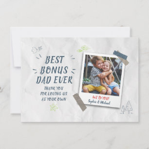 Fathers Day Stepdad Best Bonus Pap Aangepaste foto Notitiekaartje