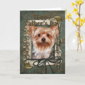 Fathers Day - Stone Paws - Yorkshire Terrier Kaart (Gele Bloem)