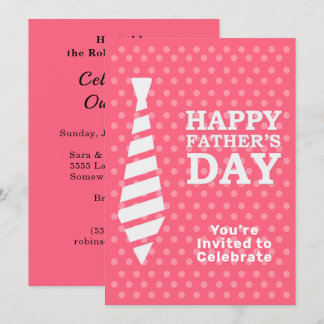 Fathers Day White Stropdas Pink Stip Dinner BBQ Pa Kaart