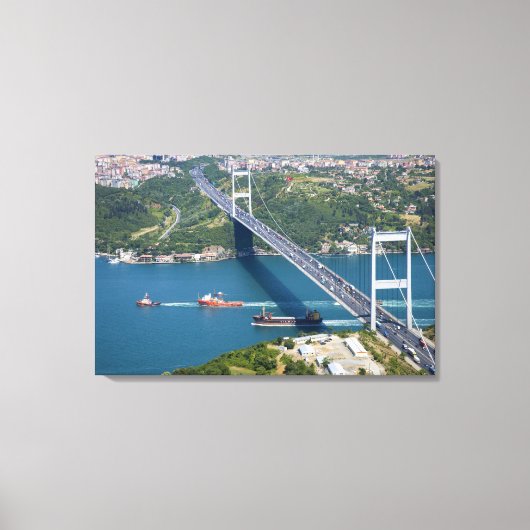 Fatih Sultan Mehmet Bridge over de Bosphorus, Canvas Afdruk (Voorkant)