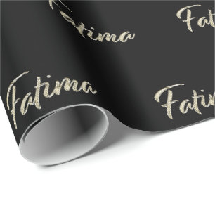 Fatima papier cadeau en or blanc écriture manuscri
