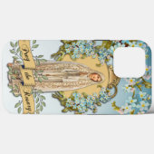 Fatima Virgin Mary Blue Floral Religious Case-Mate iPhone Case (Achterkant (horizontaal))