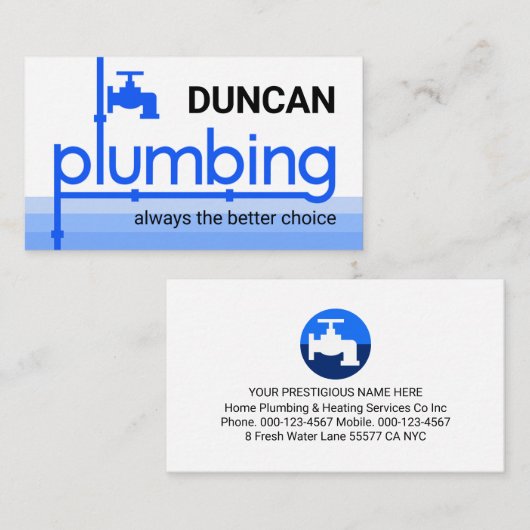 Faucet Pipeline Leaking Blue Water Visitekaartje (Voorkant / Achterkant)