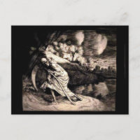 Faucheuse noire en carte postale noire