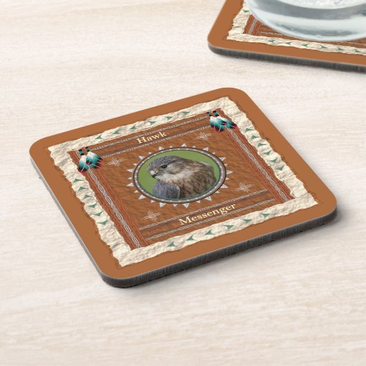 Faucon -Messager- Set de 6 dessous de verre Cork (Côté gauche)