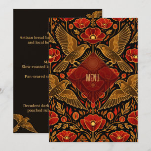 Faucons créatifs Art déco et Pavots Menu personn