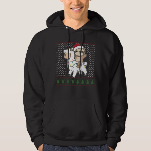 Fauler Lama Kerstmis Ugly met kerstdieren Hoodie (Voorkant)