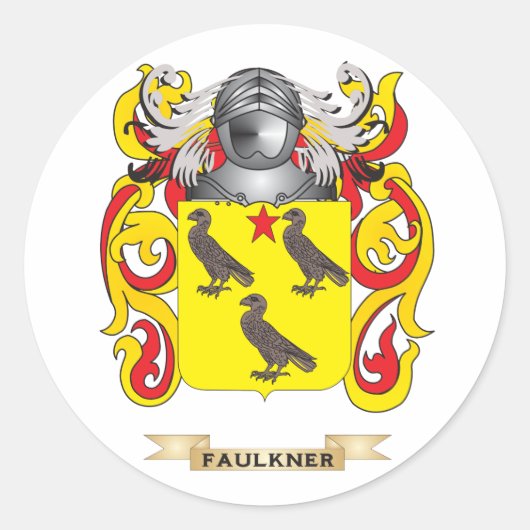Faulkner Wapen Ronde Sticker (Voorkant)