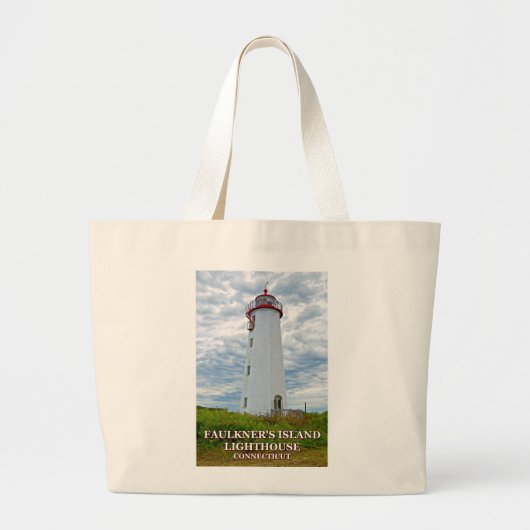 Faulkners Island Lighthouse, Connecticut Grote Tote Bag (Voorkant)