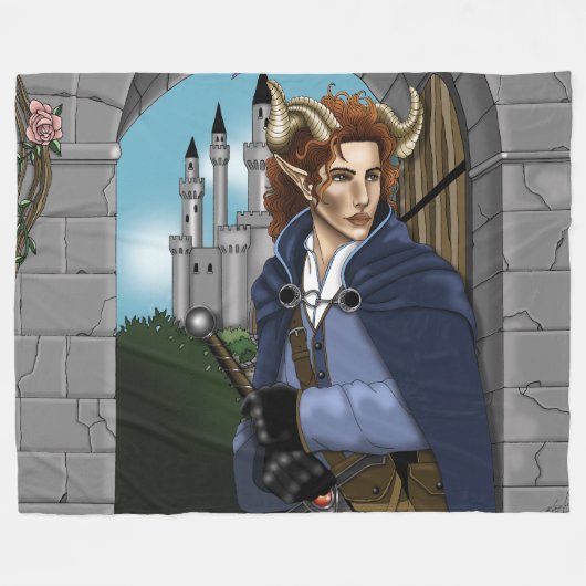 Faun Horned Fae Fantasy  Fleece Deken (Voorkant (Horizontaal))