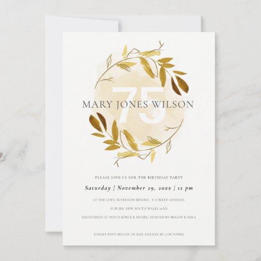 FAUNE JAUNE D'OR WREATH TOUT ÂGE 75 CARTE D'ANNIVE (Devant)