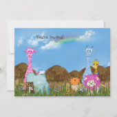 Faune Jungle Animaux Anniversaire Invitation (Devant)