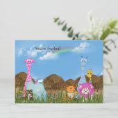 Faune Jungle Animaux Anniversaire Invitation (Debout devant)