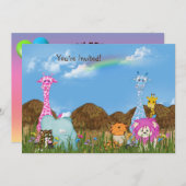 Faune Jungle Animaux Anniversaire Invitation (Devant / Derrière)