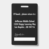 Fausse ardoise Badge de photo d'identification de (Arrière)