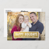 FAUSSE CARTE POSTALE DE FÊTE EN FEUILLE D'OR (Devant / Derrière)