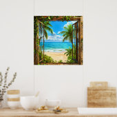 Fausse fenêtre décoration vue tropicale plage océa (Cuisine)